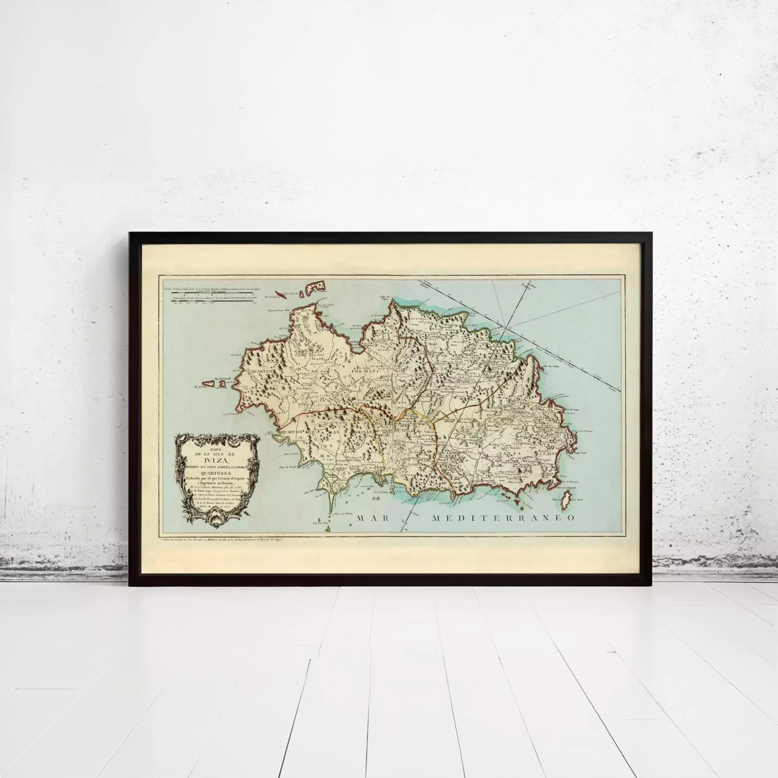 The image is a framed map of the Mediterranean region, depicting various islands and coastal areas.