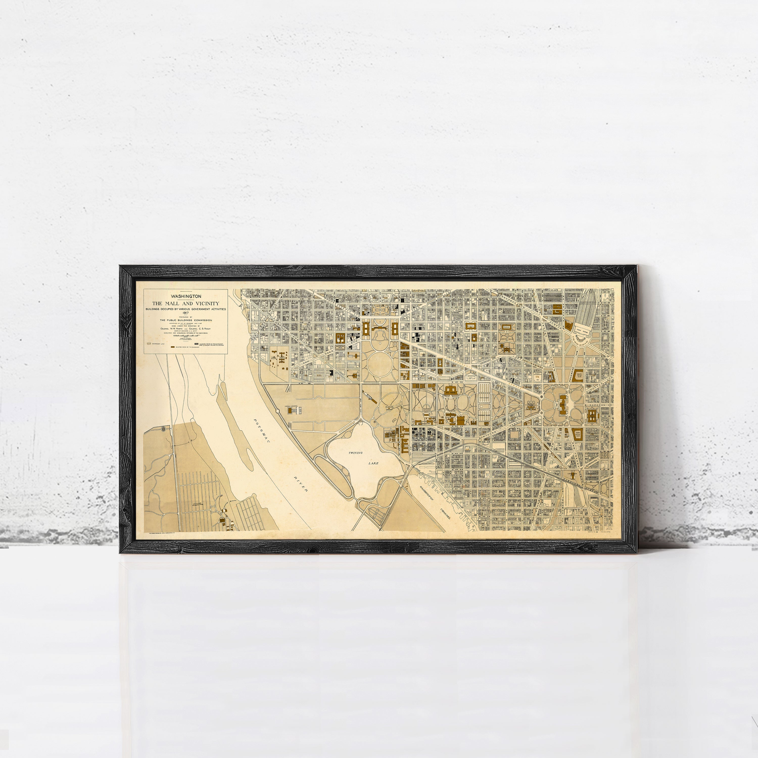 The image is a framed map of Washington, D.C.