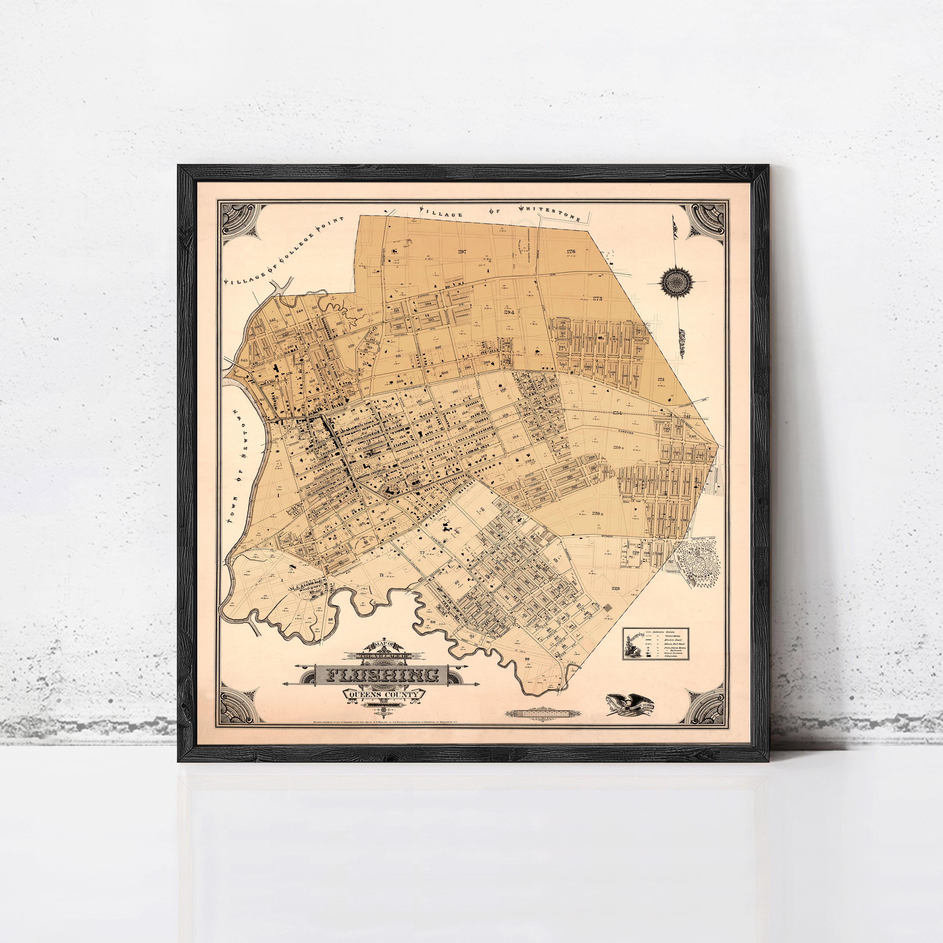 The image is a framed map of Philadelphia, Pennsylvania, showing the city's layout and streets.