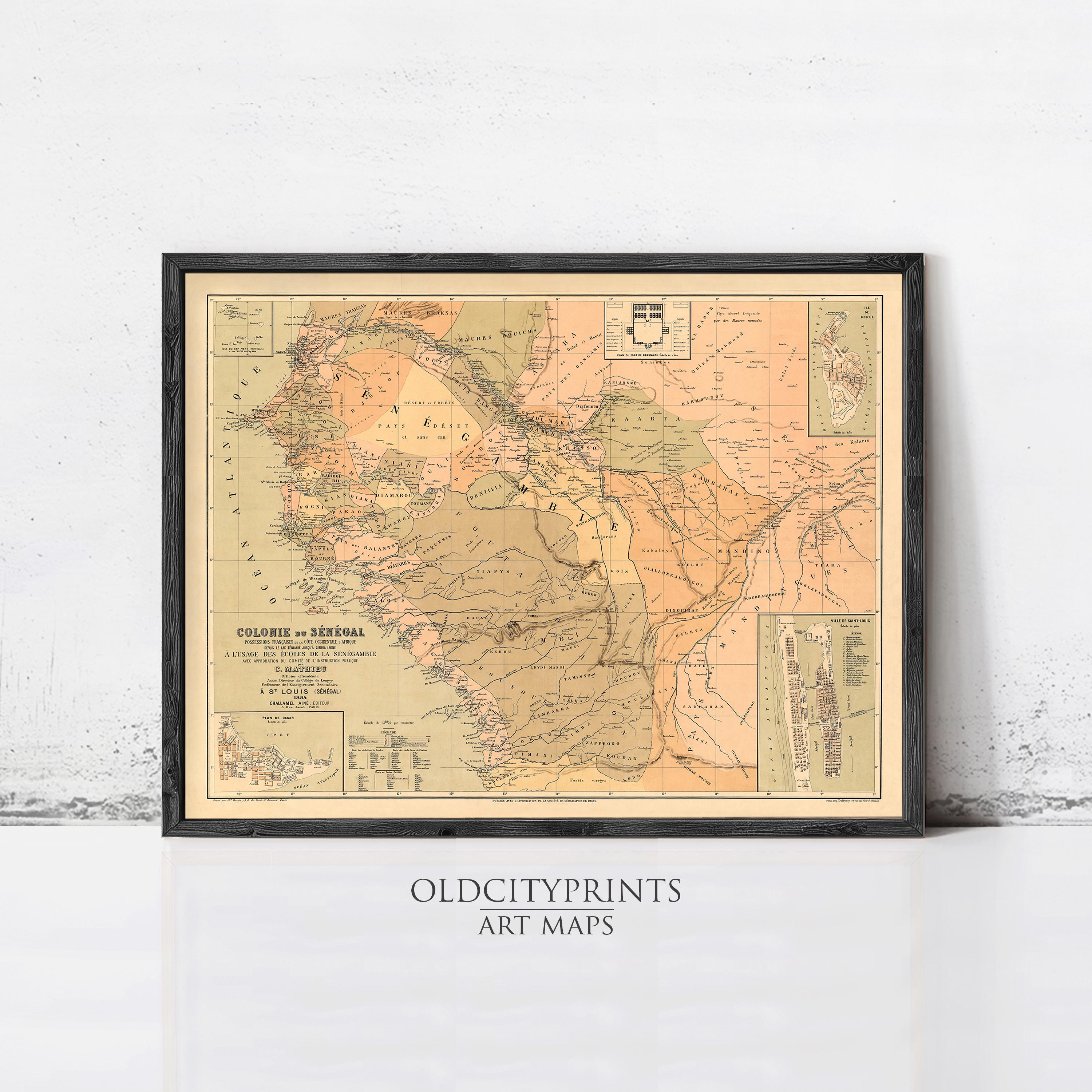 The image is a framed vintage map of South America, specifically the Andes Mountains region, with a black border and a beige background.