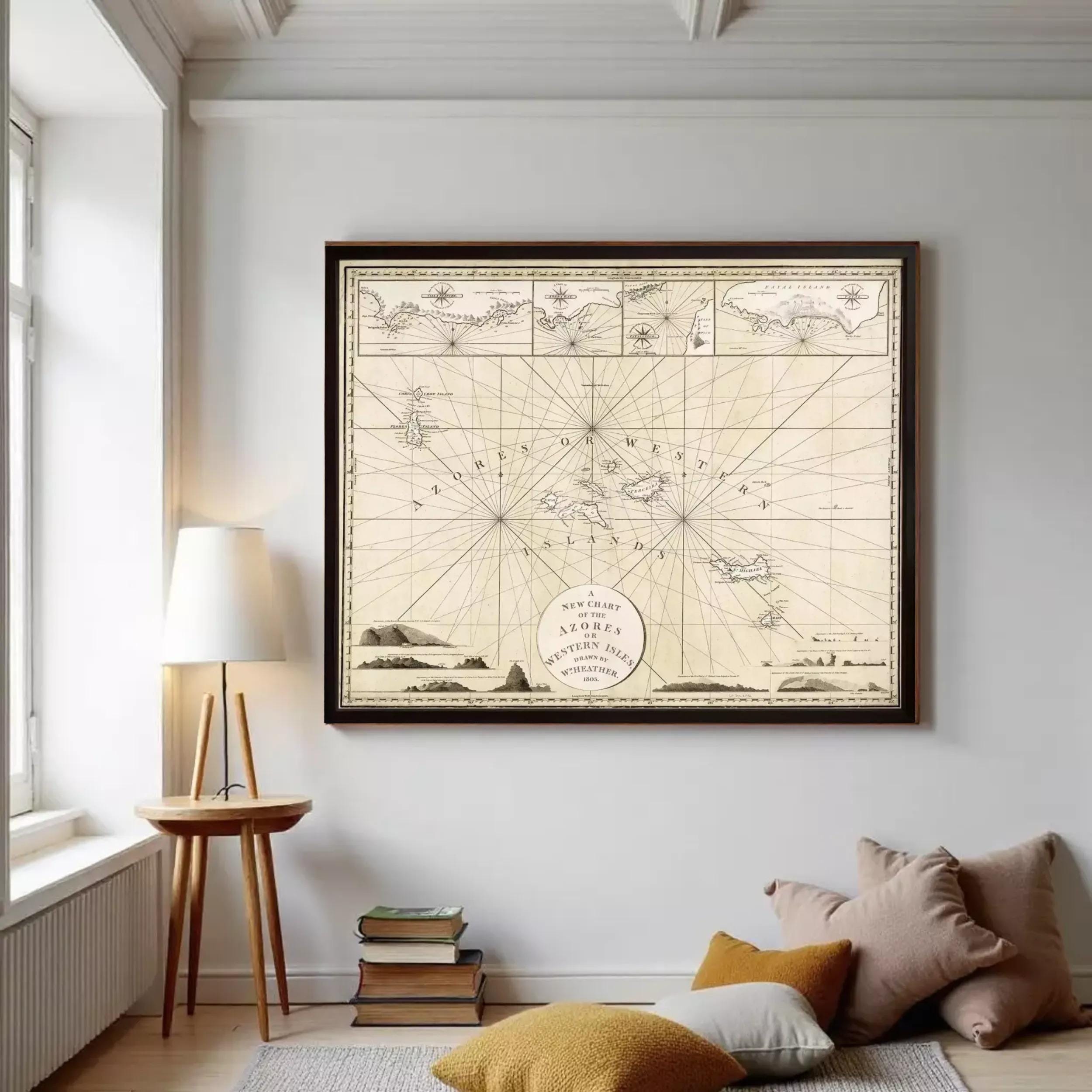 The image is a framed vintage map of the Western Caribbean, depicting various islands and coastlines.