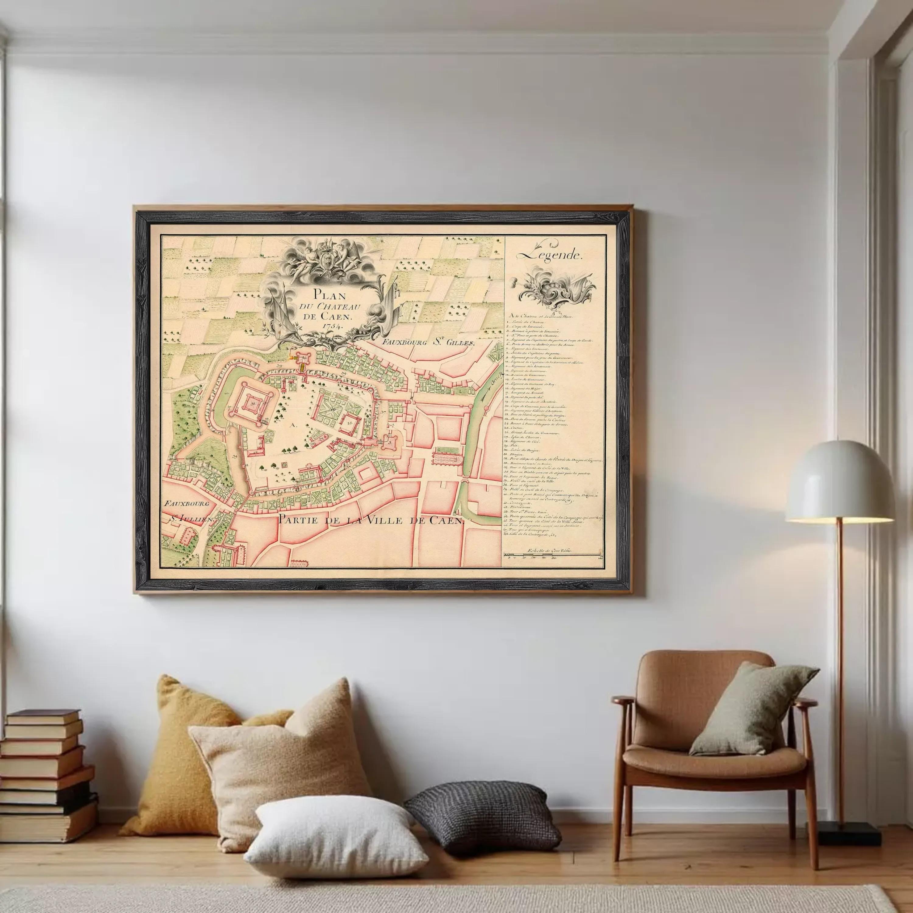The image is a framed historical map of the city of Paris, France, depicting the layout of the city and its surrounding areas.