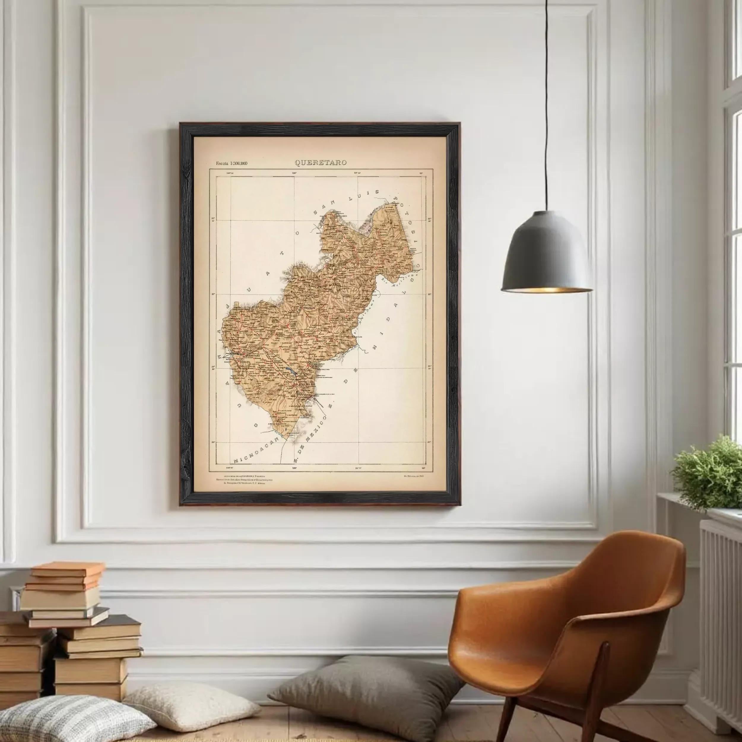 The image is a framed vintage map of the Queristano region, which is a region in Spain.