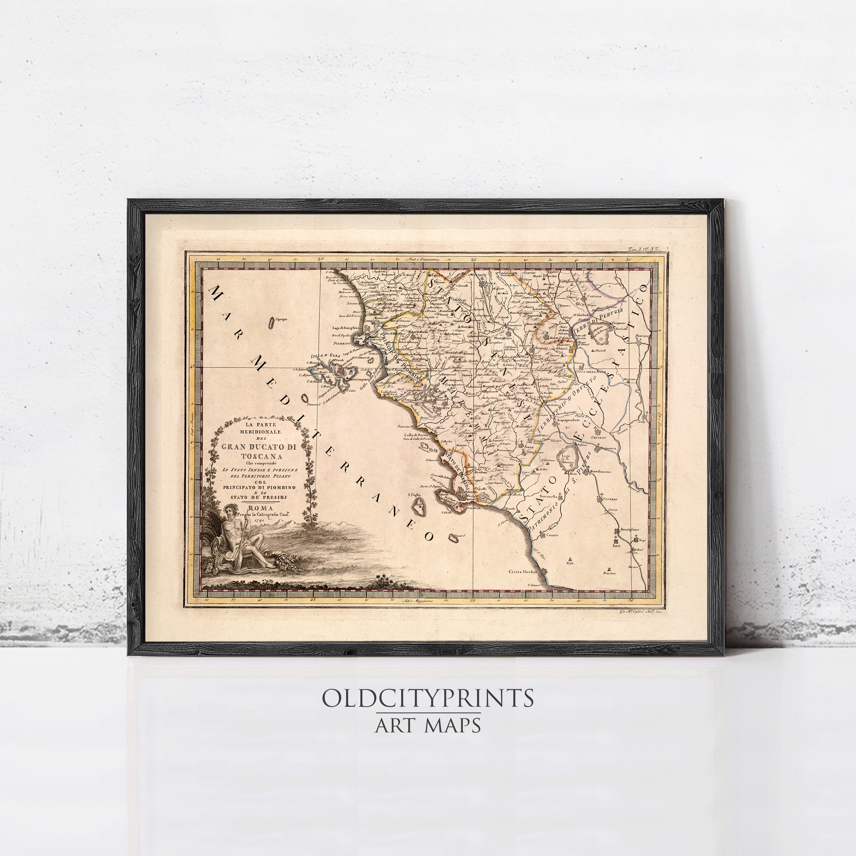 The image is a framed antique map of Europe, likely from the 17th century, with intricate details and a vintage appearance.
