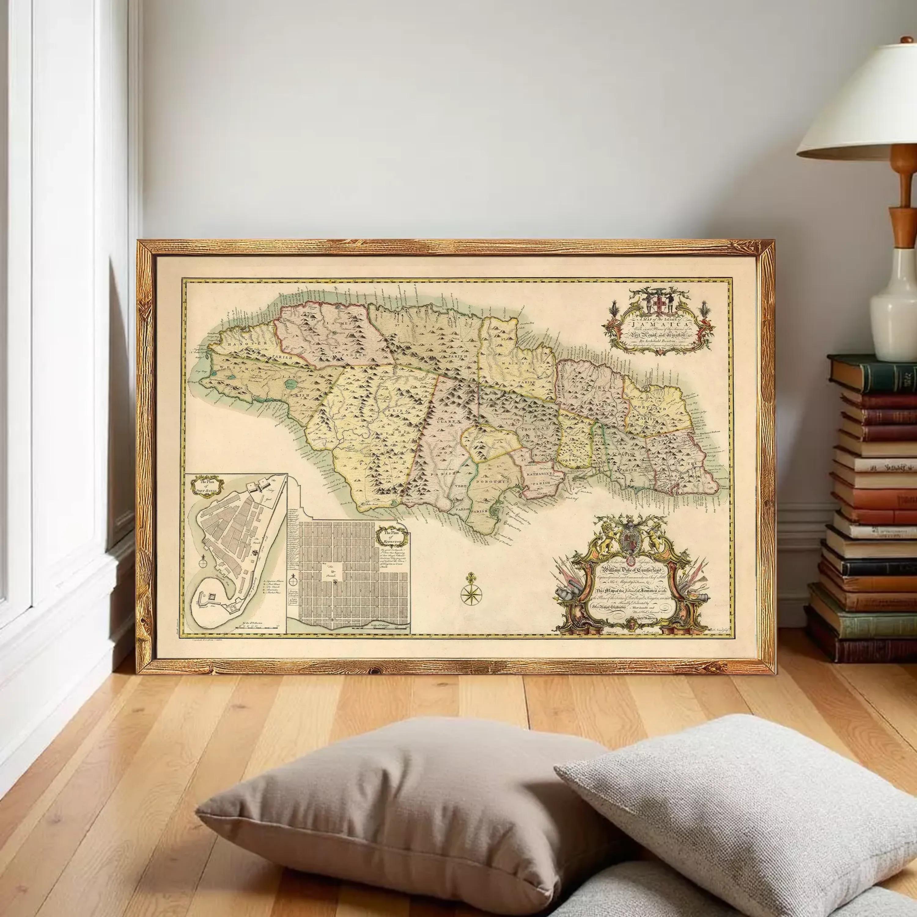 Old Map of Jamaica 1873 Old Map of Jamaica Vintage Map | Old Map