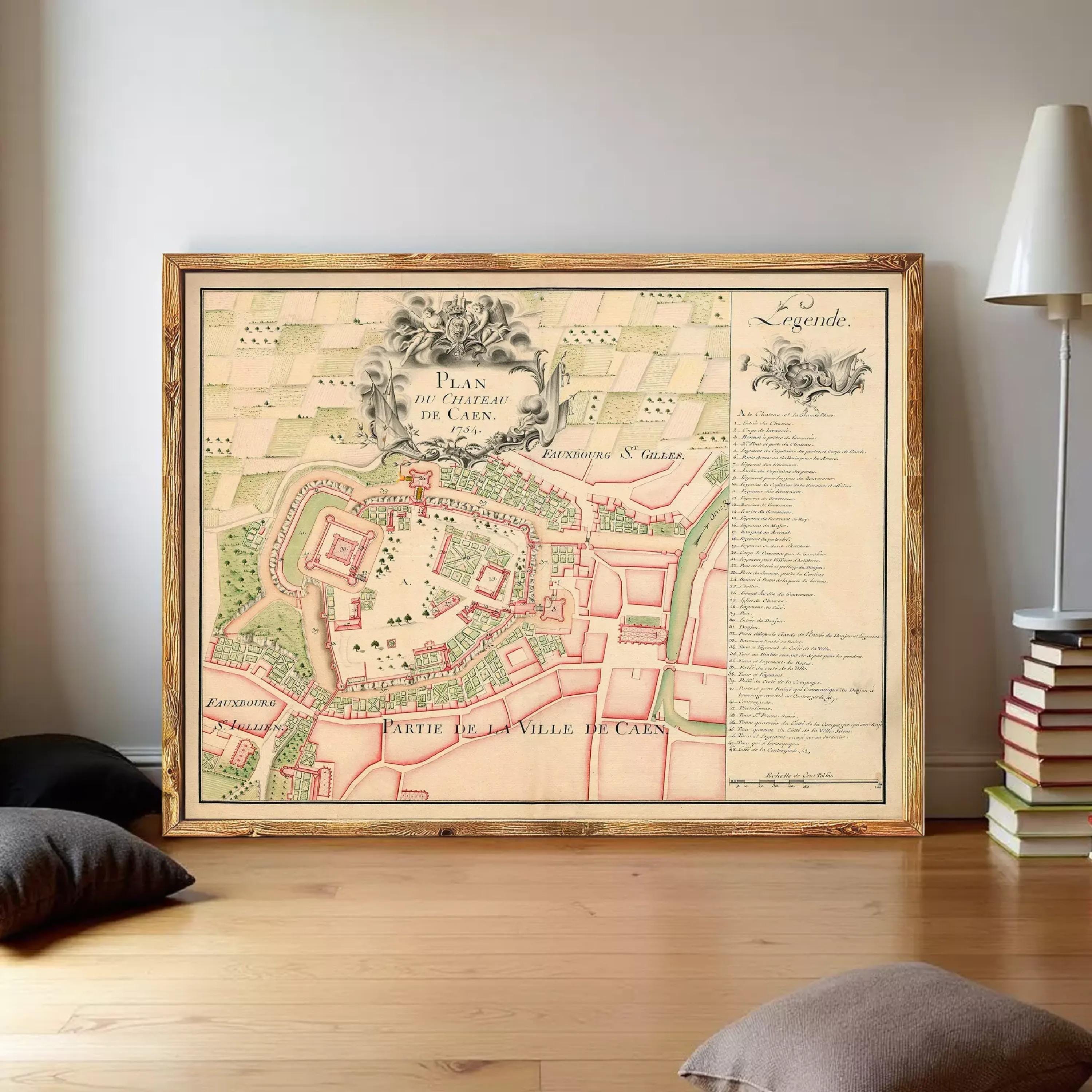 The image is a framed historical map of the city of Paris, France, depicting the layout of the city and its surrounding areas.