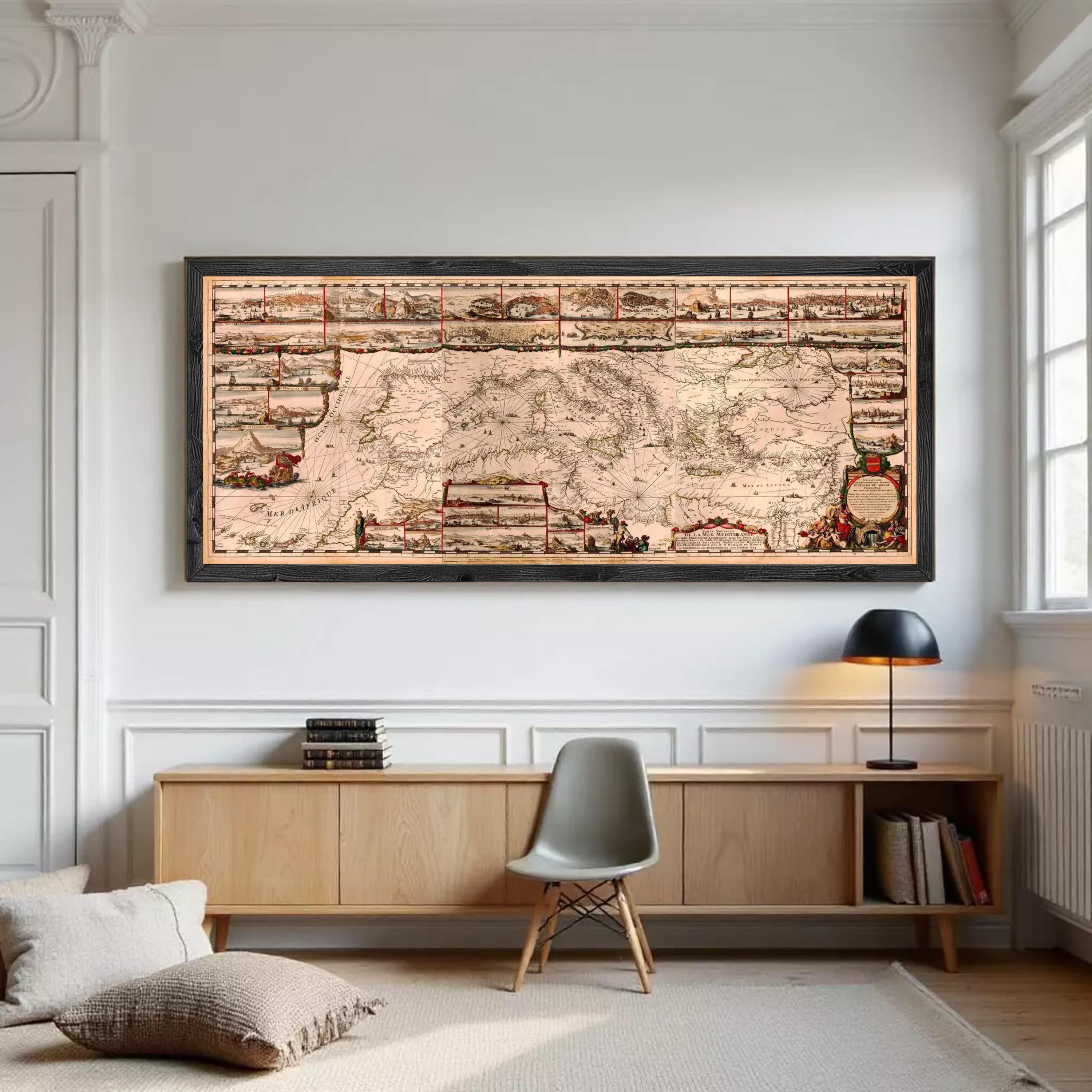 The image is a framed map of Europe, depicting various countries and geographical features.