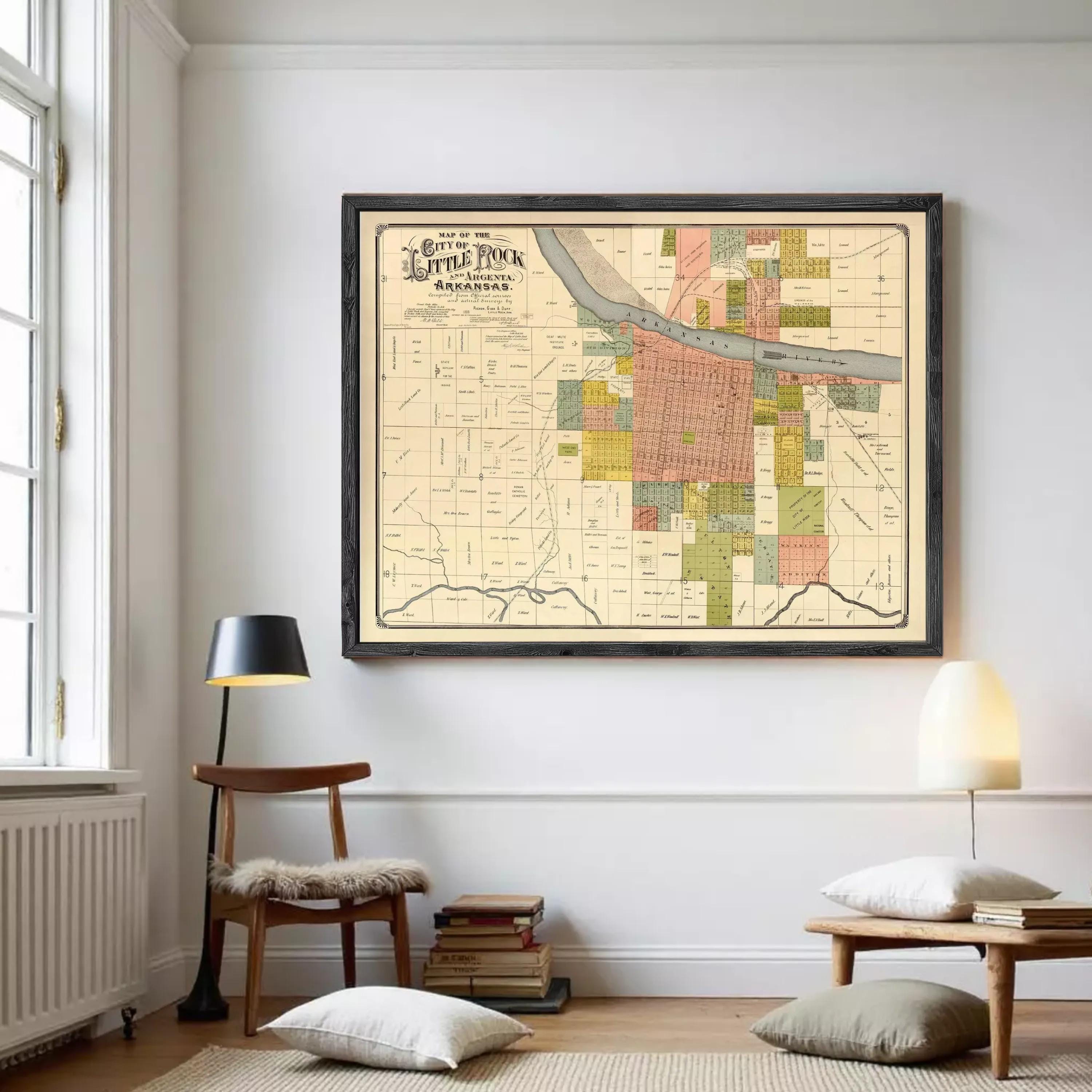 The image is a framed map of the city of Little Park, Arkansas, depicting the city's layout and surrounding areas.