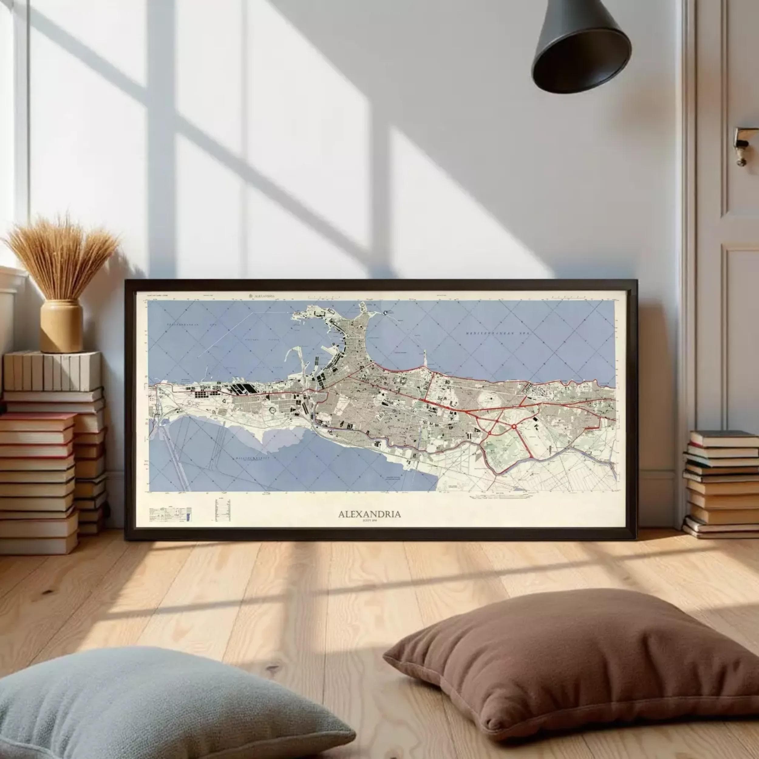 The image is a framed map of Athens, Greece, depicting the city's streets and landmarks.