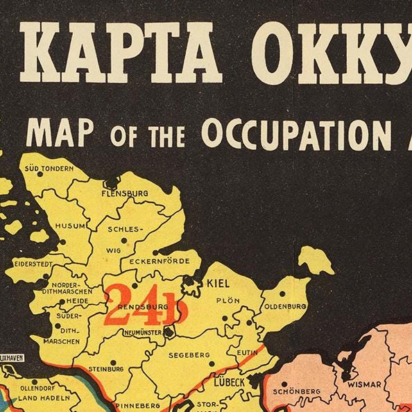 The image is a map of the occupation of the occupied areas in Europe, showing the distribution of occupied territories and regions.