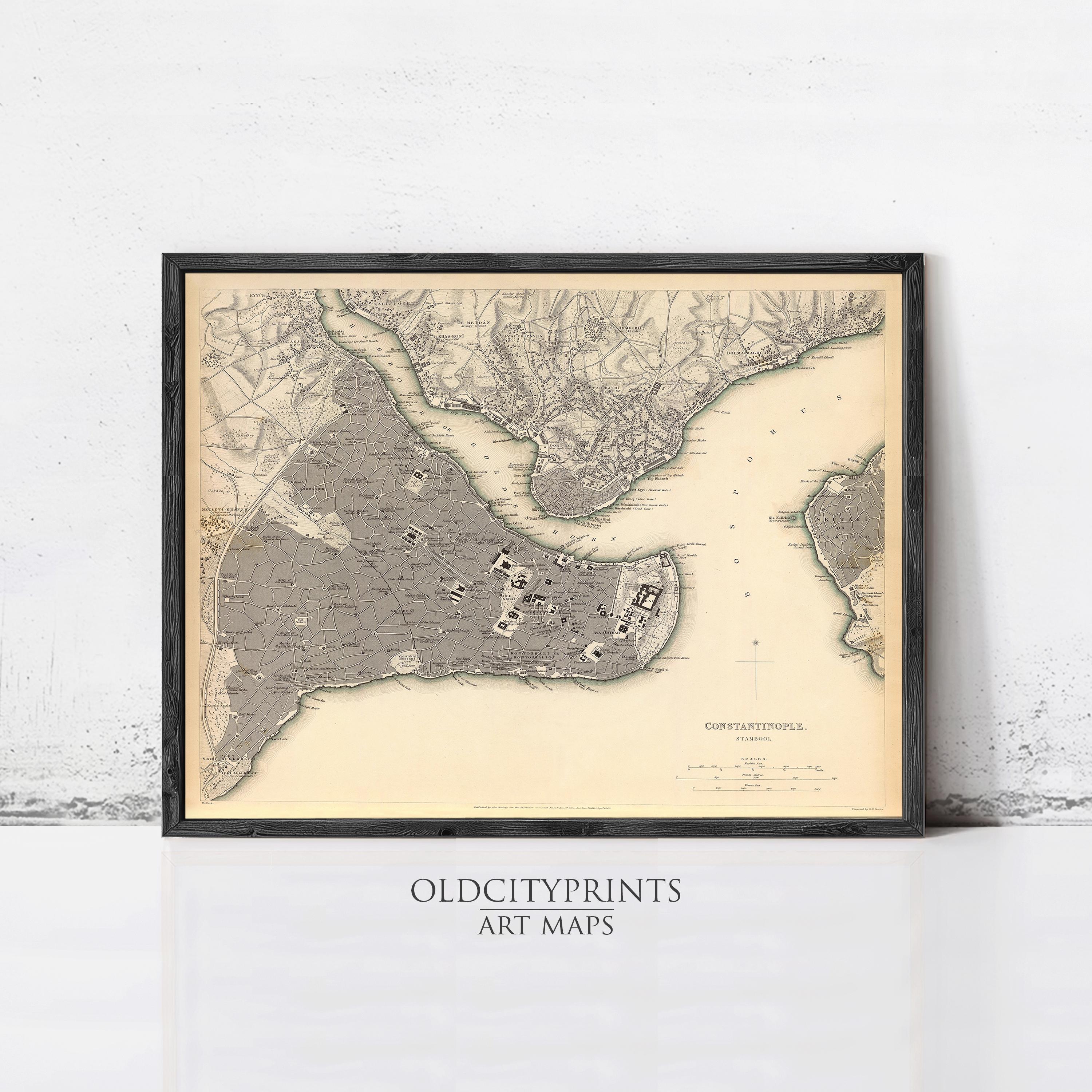 The image is a framed vintage map of the East Coast of the United States, specifically focusing on the city of New York.