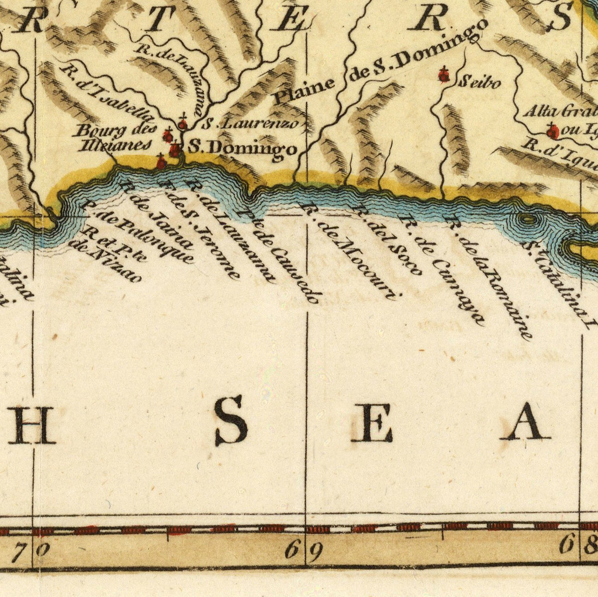 The image is a detailed map of the coast of France, showing the coastline, the sea, and various geographical features.