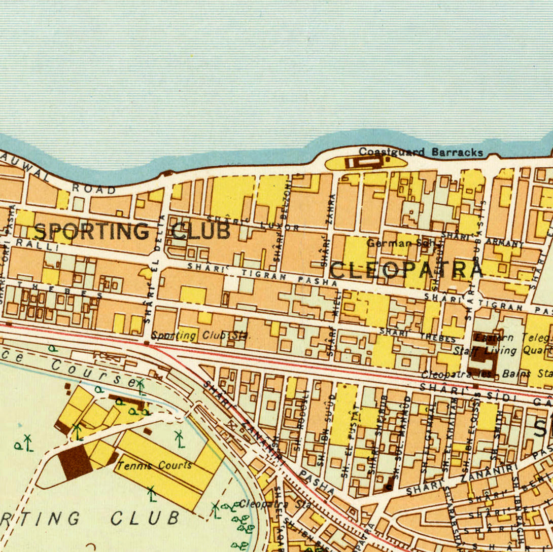 The image is a map of the city of Cleopatra, showing various landmarks and streets.