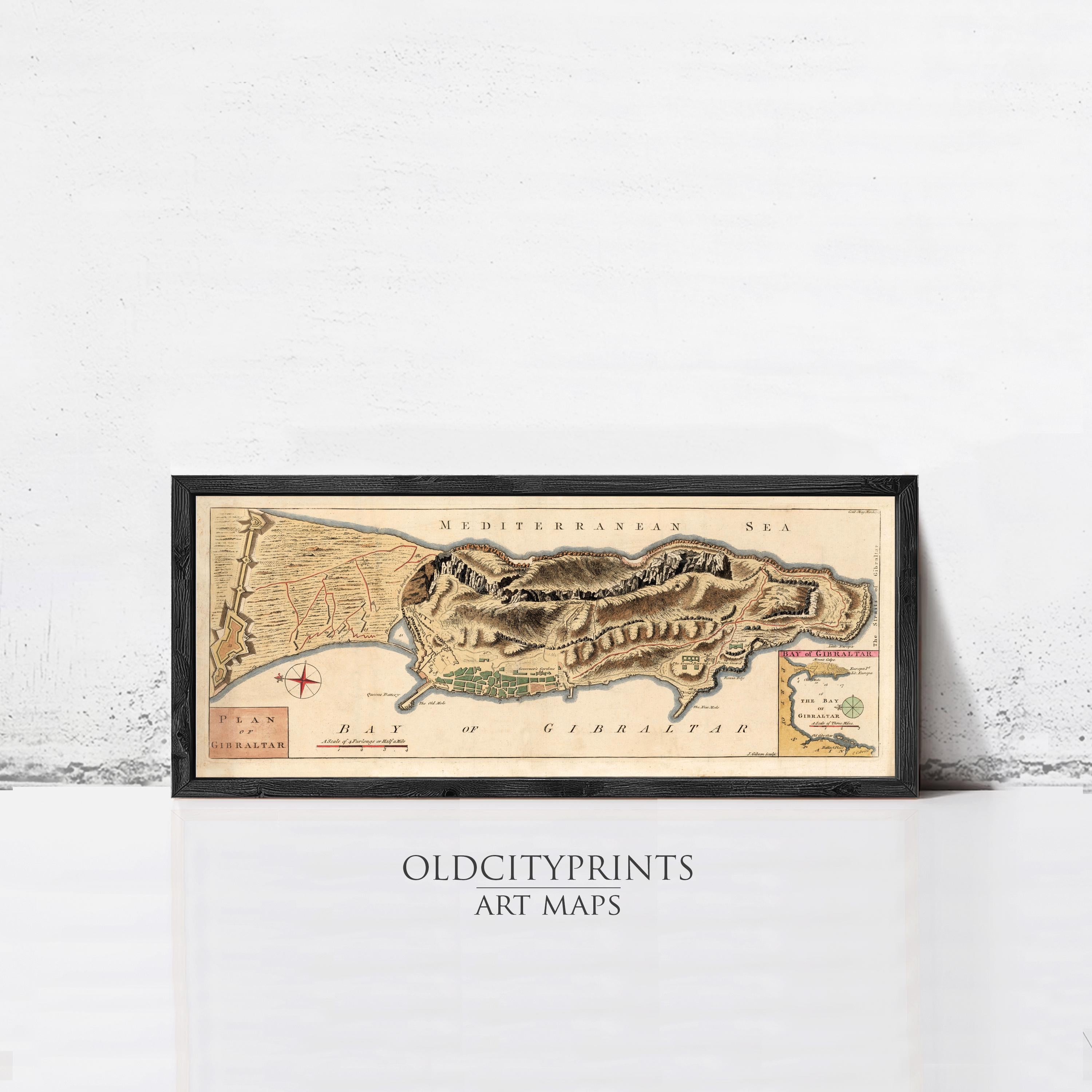 The image is a framed art map of the Mediterranean Sea, depicting the coastline and surrounding areas.