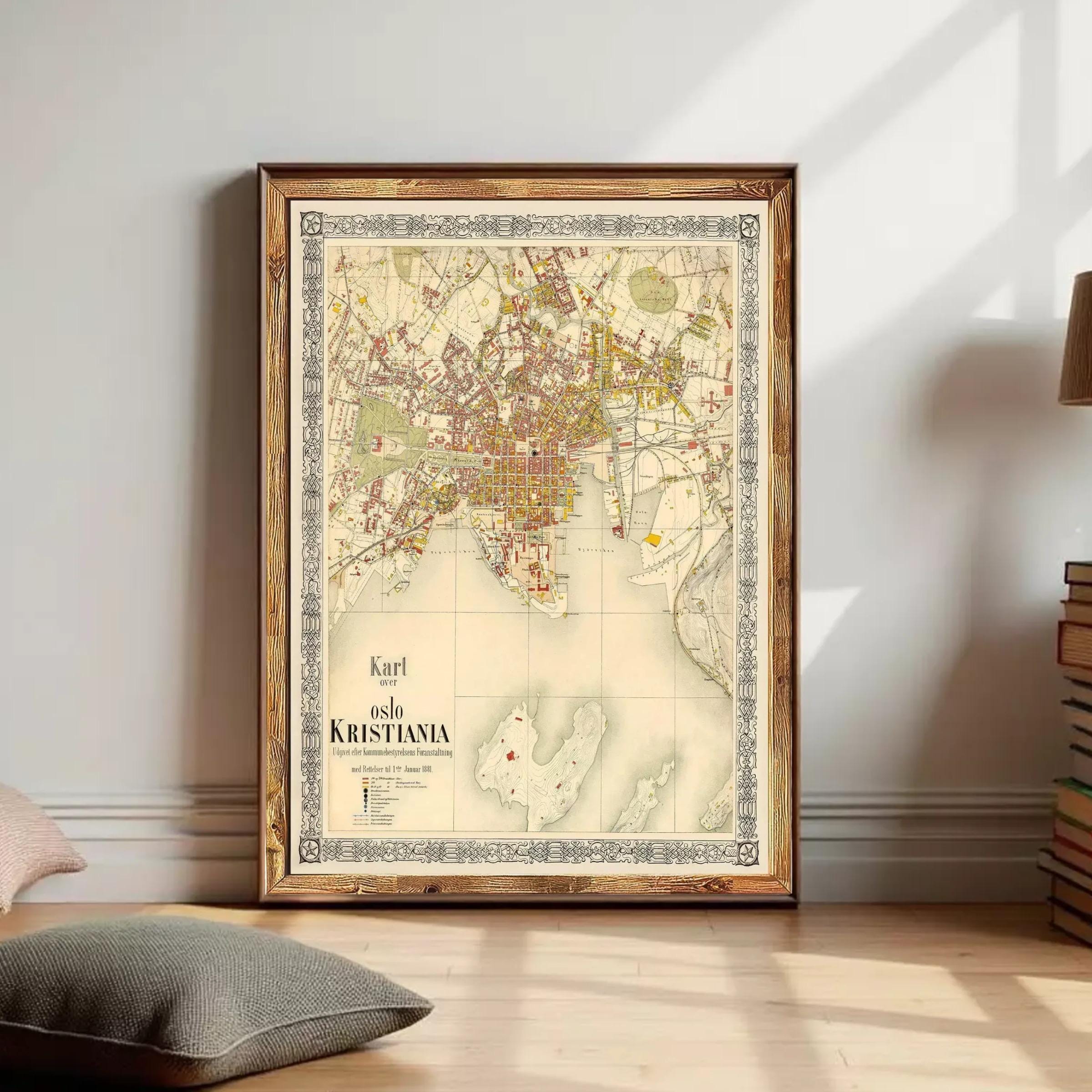 The image is a framed map of Karlskolm, a city in Kristiansköld, Sweden.