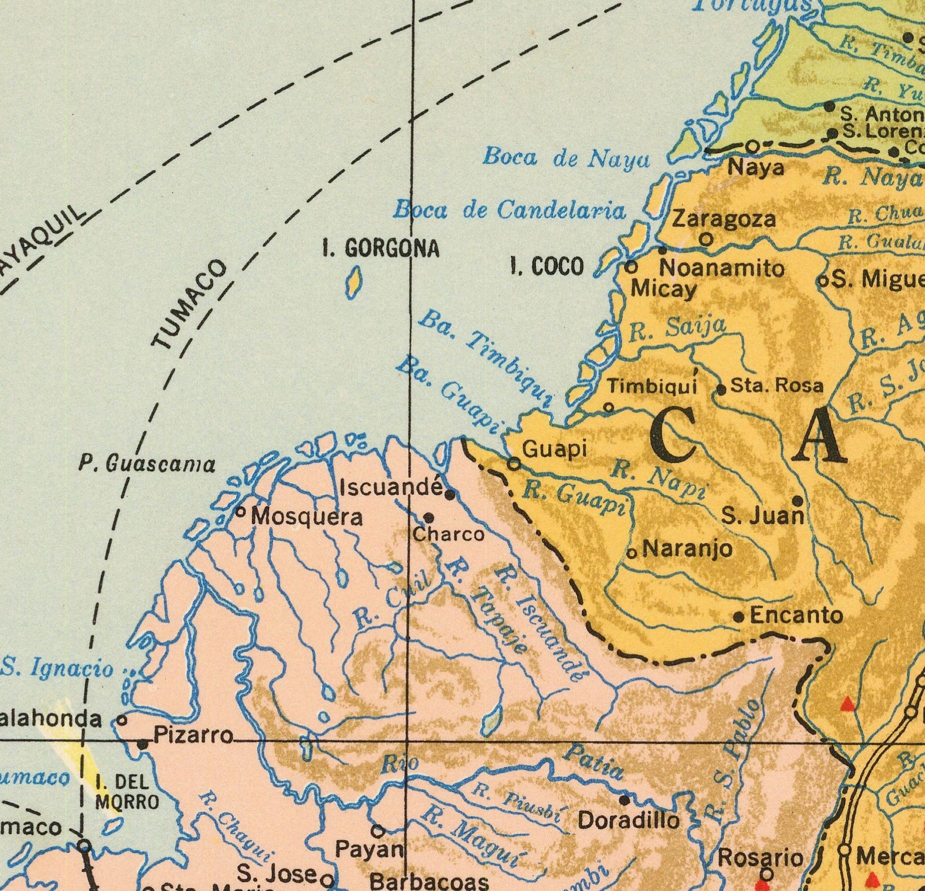 The image is a detailed map of South America, showing the borders and major geographical features of countries such as Brazil, Colombia, Venezuela, and Ecuador.