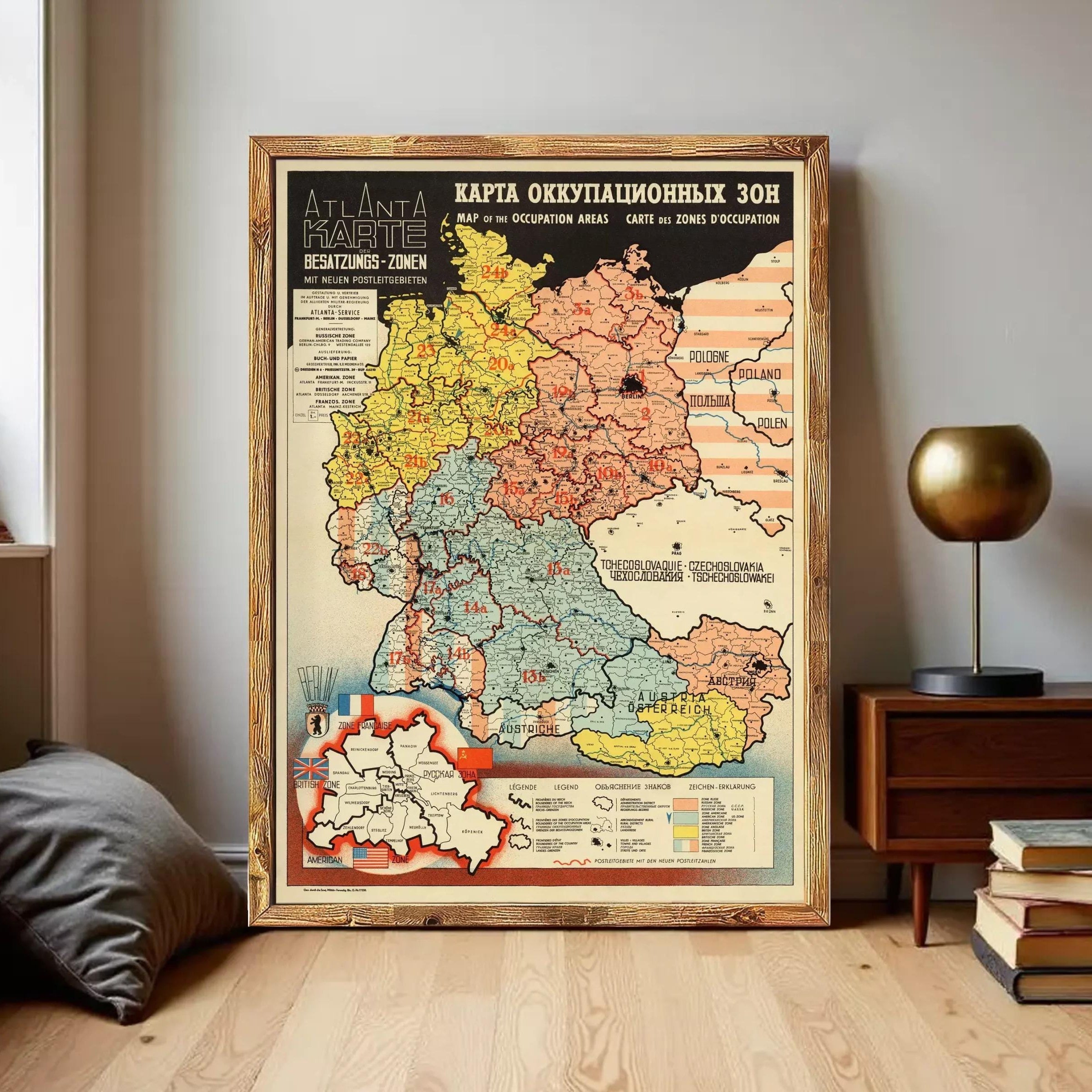 The image is a framed map of Germany, showing the different regions and their boundaries.