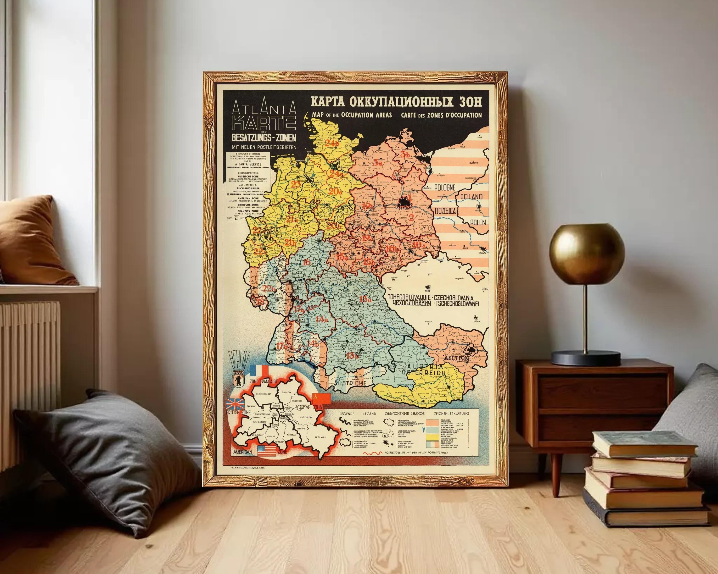 The image is a framed map of Germany, showing the different regions and their boundaries.