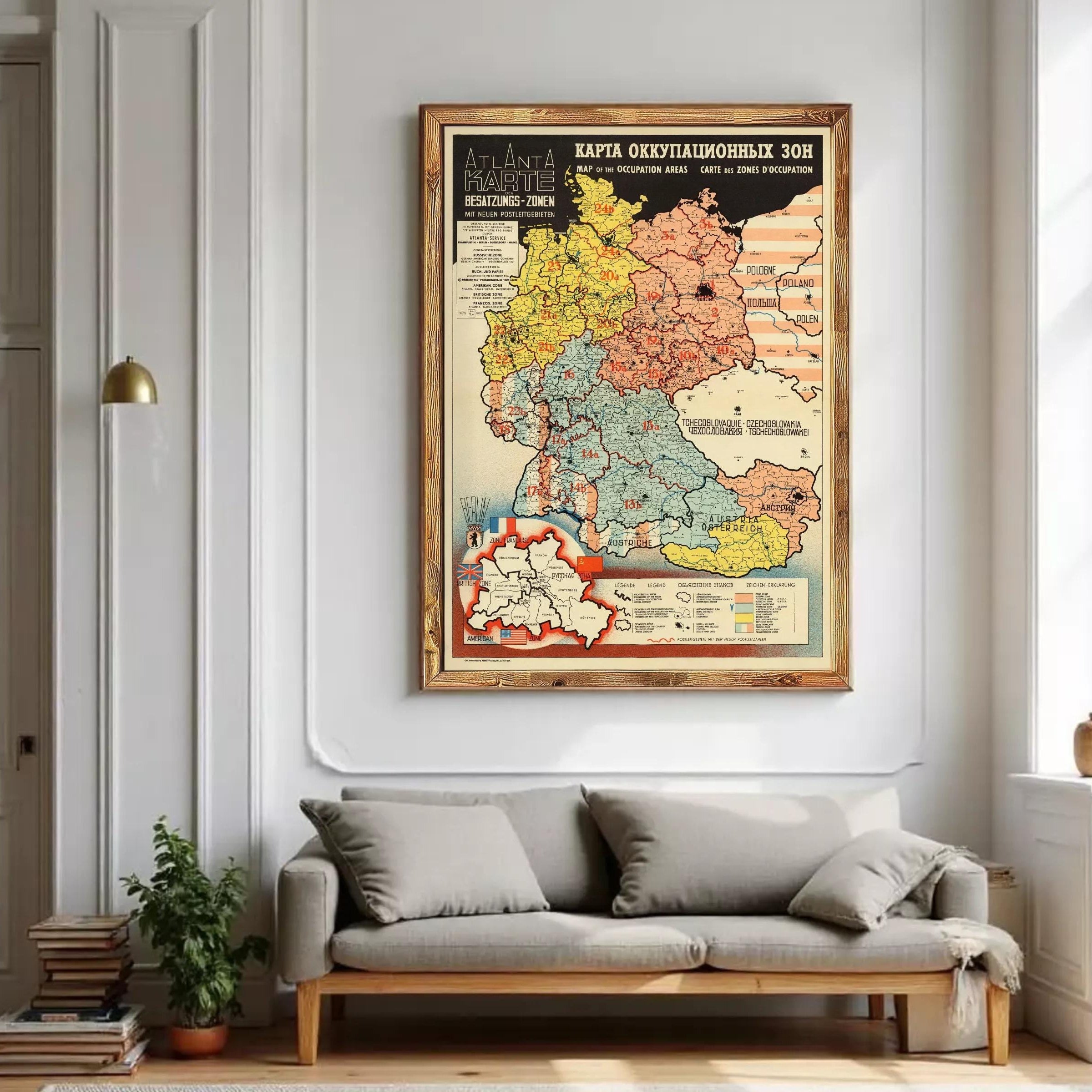 The image is a framed map of Germany, showing the different regions and their boundaries.