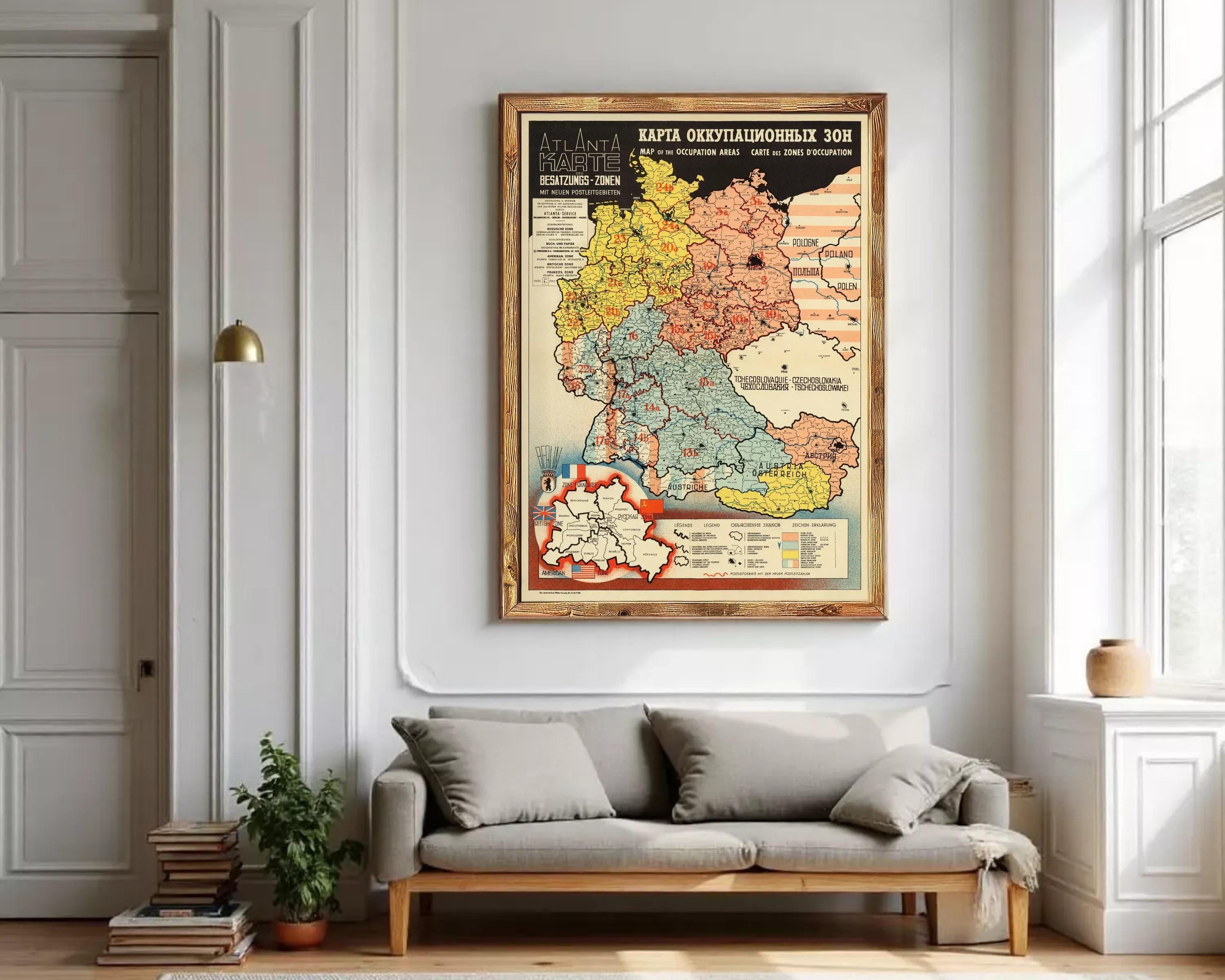 The image is a framed map of Germany, showing the different regions and their boundaries.