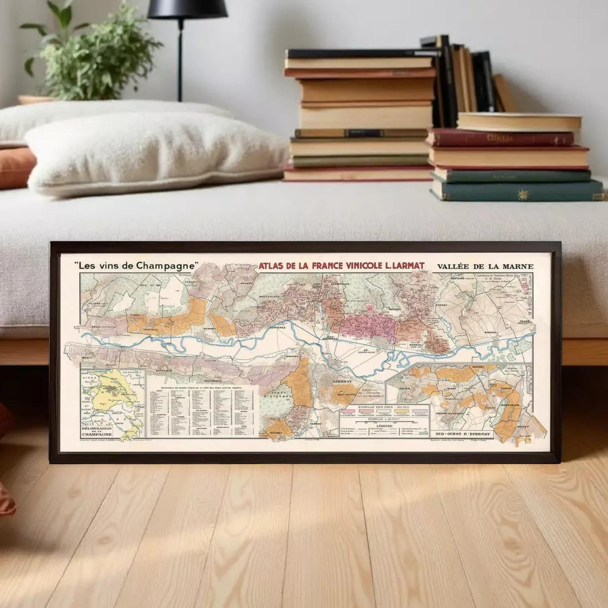 The image is a framed vintage map of France, depicting the country's geographical layout and various regions.