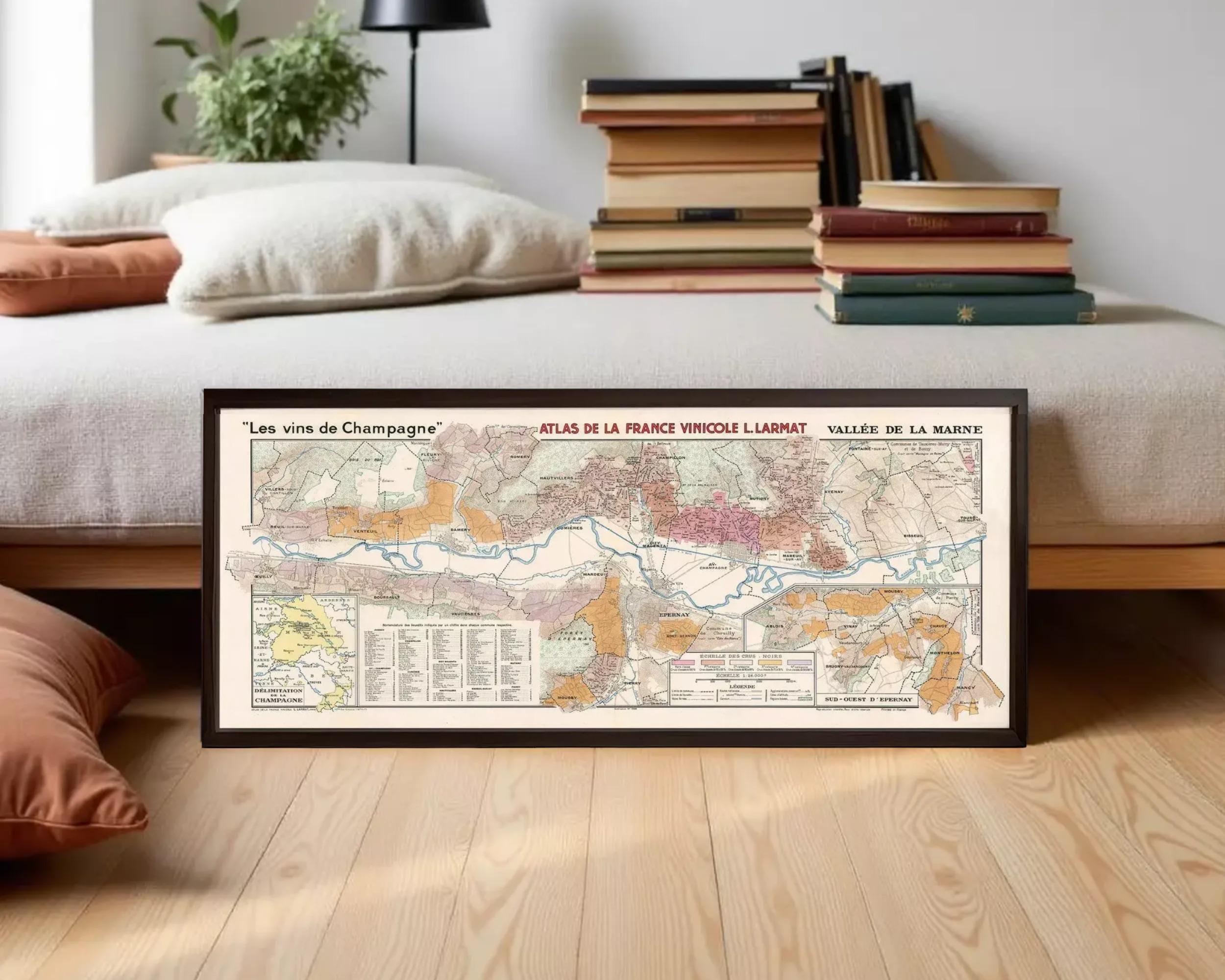 The image is a framed vintage map of France, depicting the country's geographical layout and various regions.