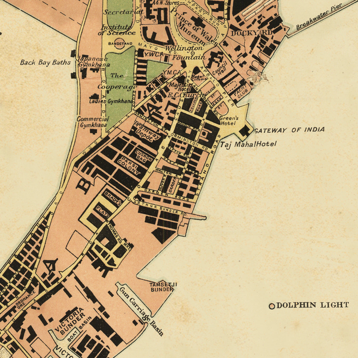 The image is a map of a city, showing various landmarks and streets.