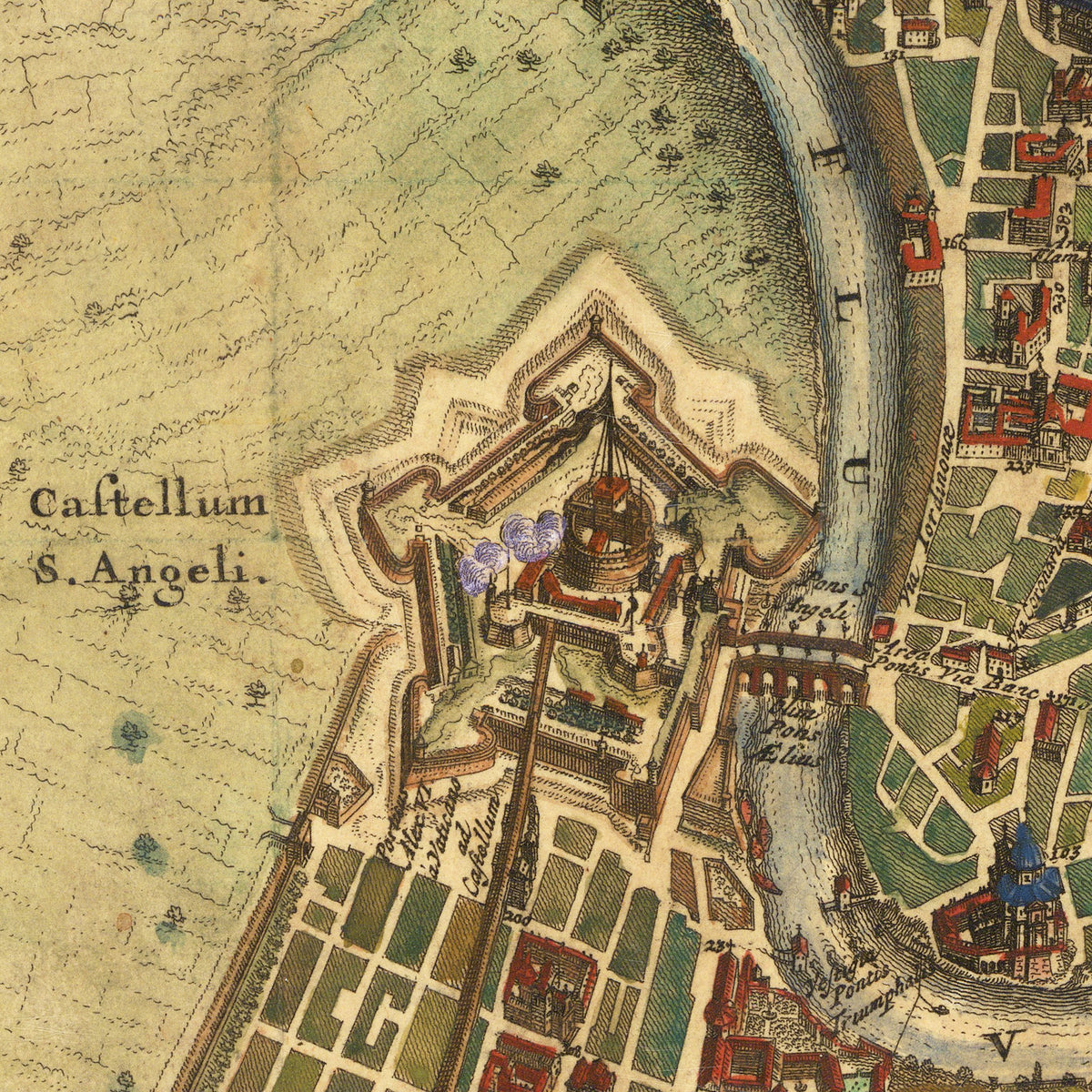 The image is a detailed map of a city, showing various landmarks and streets.