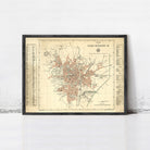 The image is a framed vintage map of Stadt, Germany, showing the layout of the city and surrounding areas.