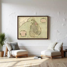 The image is a framed vintage map of Sri Lanka, showing the country's geographical layout and boundaries.