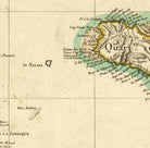 The image is a historical map of the Caribbean region, showing the borders and locations of various islands and coastal areas.