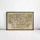 The image is a framed vintage map of a coastal area, featuring various landmarks and geographical features.