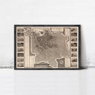 The image is a framed vintage map of Rome, Italy, depicting the city's layout and landmarks.