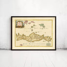 The image is a framed map of the Mediterranean region, depicting the archipelago of the island of Barbados.