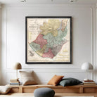 The image is a framed map of Guatemala, depicting the country's geographical layout and boundaries.