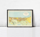 The image is a framed map of the city of Moscow, Russia, depicting the city's streets, landmarks, and surrounding areas.