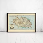 The image is a framed map of the Mediterranean region, depicting various islands and coastal areas.
