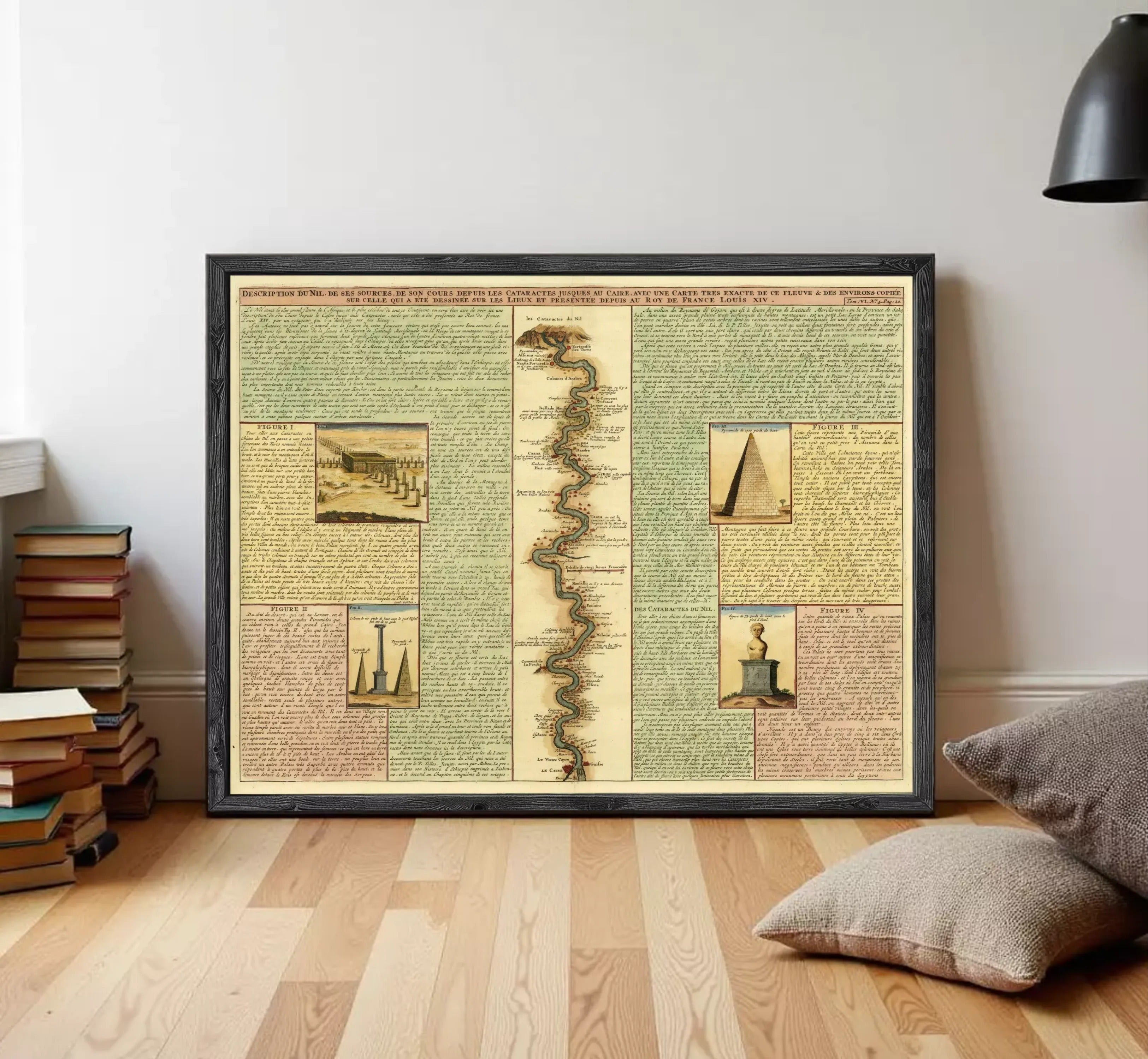 The image is a framed poster or print featuring a map with various landmarks and descriptions.