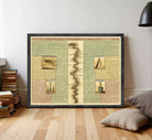 The image is a framed poster or print featuring a map with various landmarks and descriptions.