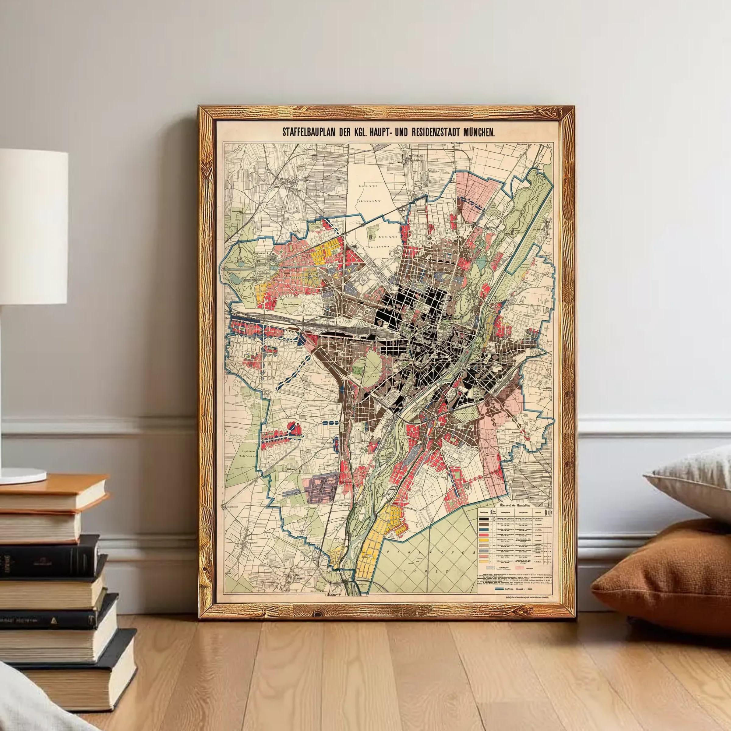 The image is a framed map of a city, likely Pittsburgh, with various colored areas representing different zones or neighborhoods.