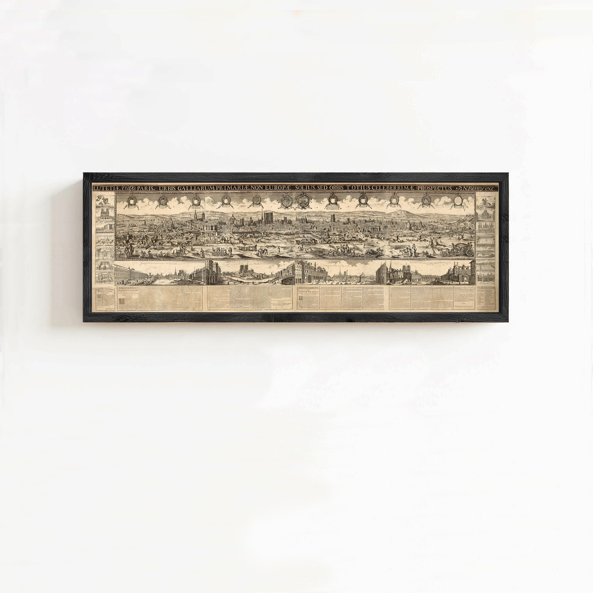The image is a framed collage depicting a cityscape with various buildings and landmarks.