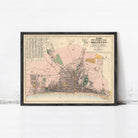 The image is a framed vintage map of Brighton, showing the city's layout and surrounding areas.