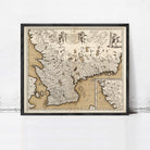 The image is a framed antique map of Europe, depicting the continent and surrounding seas.