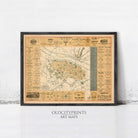 The image is a framed vintage map of a city, likely from the early 20th century, with various labels and details indicating different locations and landmarks within the city.