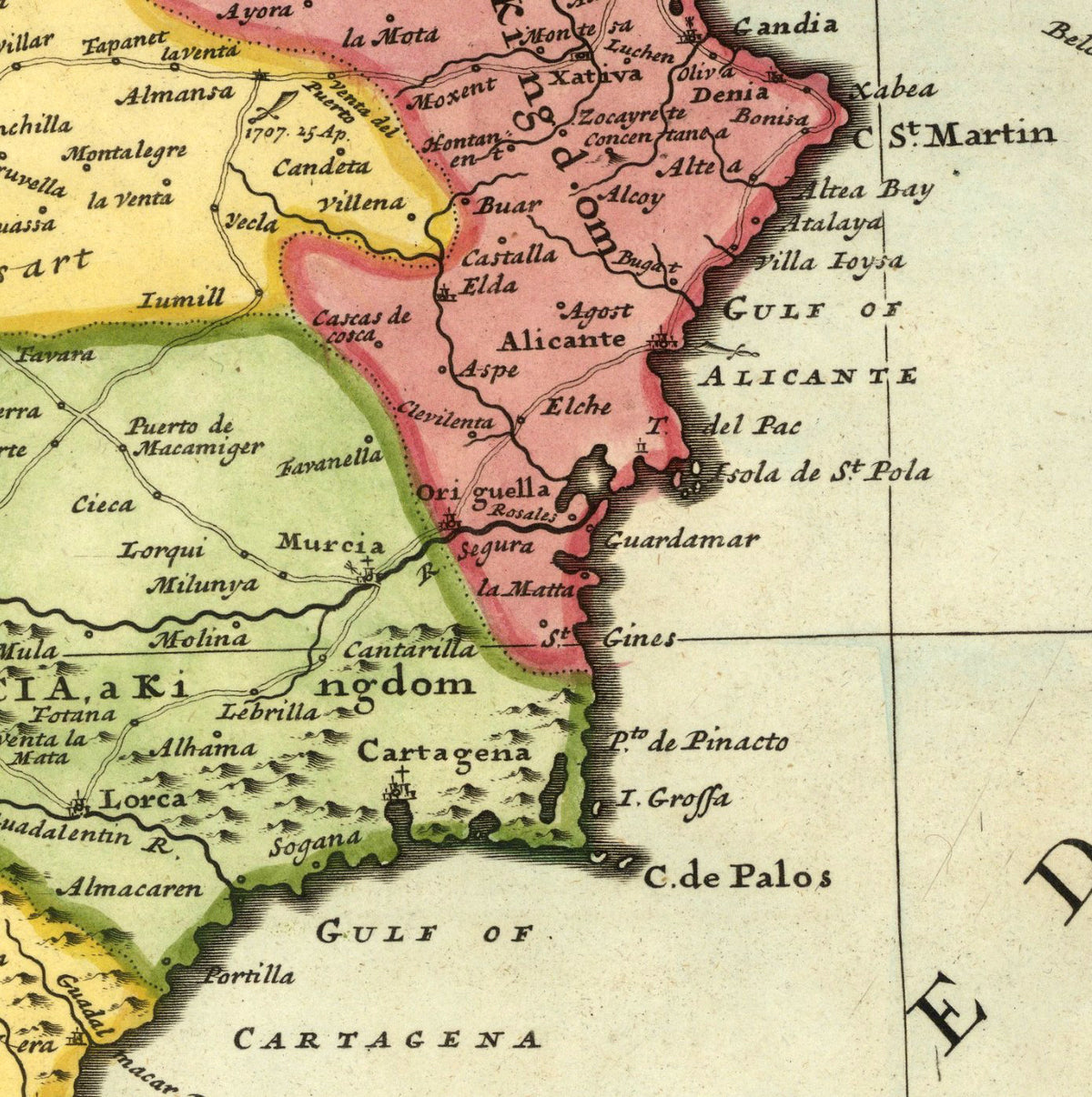 The image is a detailed map of a region, likely a coastal area, with various geographical features and labels.