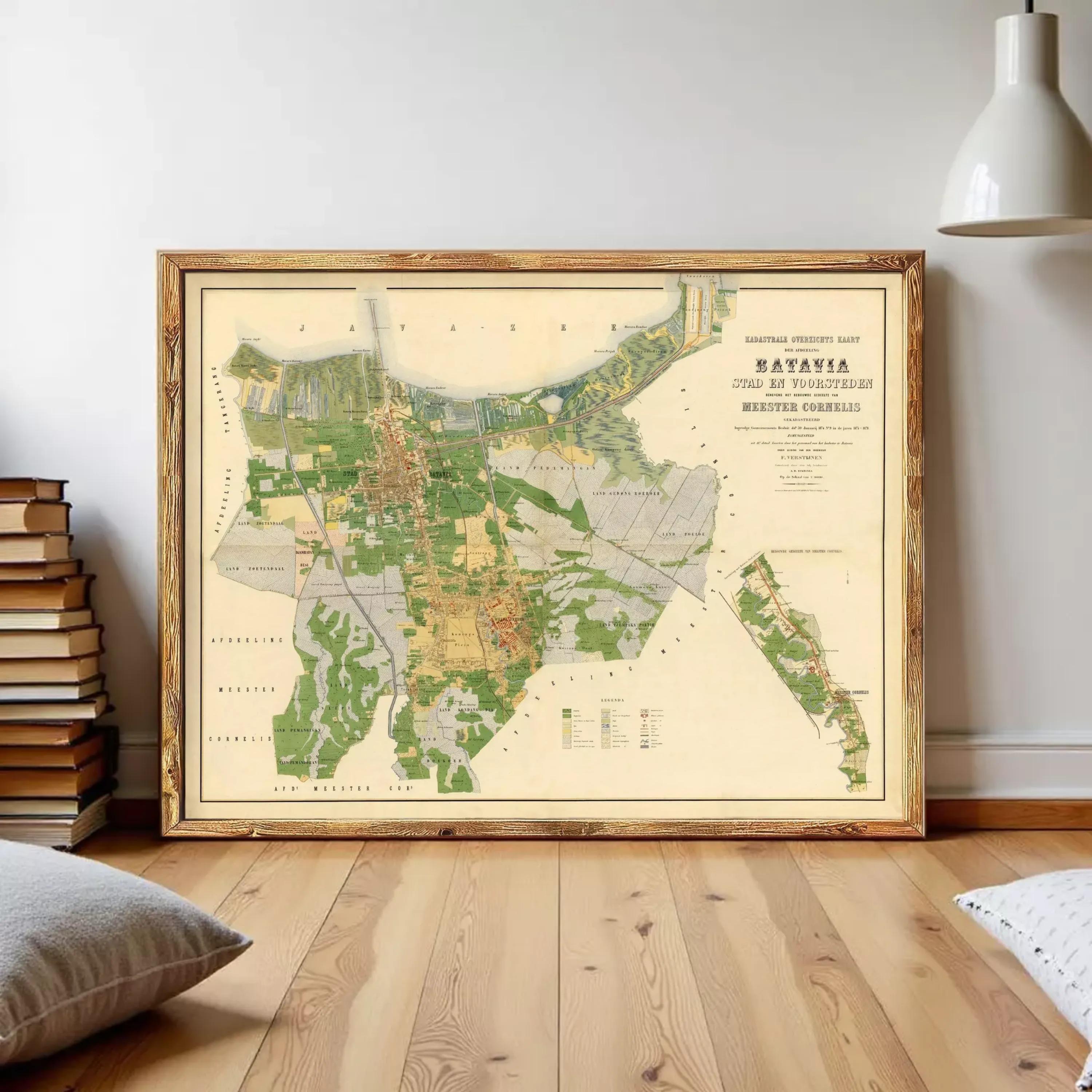 The image is a framed map of Batavia, Czech Republic, dated 1872.
