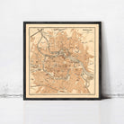 The image is a framed vintage map of Breslau, Germany, depicting the city's layout and surrounding areas.