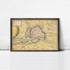 The image is a framed map of the city of Würzburg, Germany, depicting the city's layout and surrounding areas.