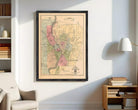 The image is a framed map of the city of Cincinnati, Ohio, depicting various neighborhoods and streets.