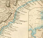 The image is a detailed historical map showing geographical features and locations, including mountains, rivers, and coastlines.